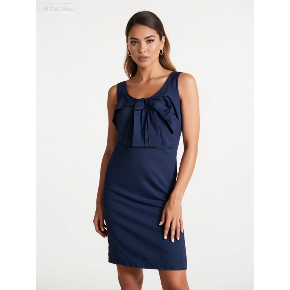Boden Women Cotton Sleeveless Bow Shift Dress Women's Size 10 Blue